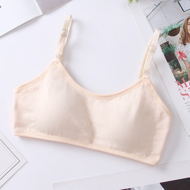 12-18Y Cotton Girls Bra Teenage Underwear Kids Sports Bra Adjustable Bra with Chest Pad Kids Seamless Bralette Puberty Clothes