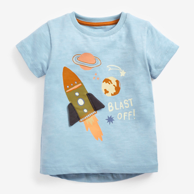 Little maven 2022 baby boys summer clothes kids cotton T-shirt lovely cartoon space fashion tops for children 2-7year