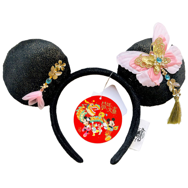 Original Disney Mickey Mouse Earphone Shanghai Disney Big Ears Bows Costume Headband Cosplay Plush Adult/Kids Headband Gift