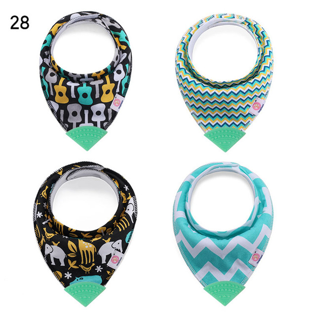 Baby Bibs With Teether Baby Stuff Triangle Bib Silicone Baby Scarf Cotton Drooling Cloth Towel Burp Feeding Infant Towel