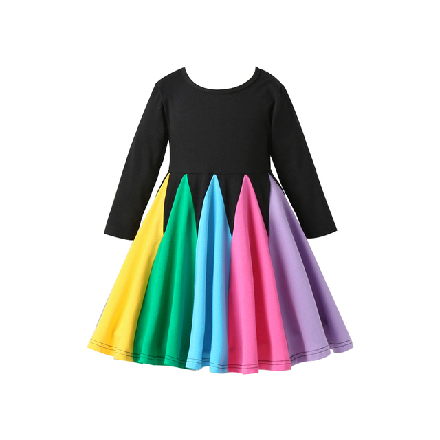 Miyabai Twirl Dress for Girls Casual Summer Dress Rainbow Baby Clothes Soft Dress for Princess Party