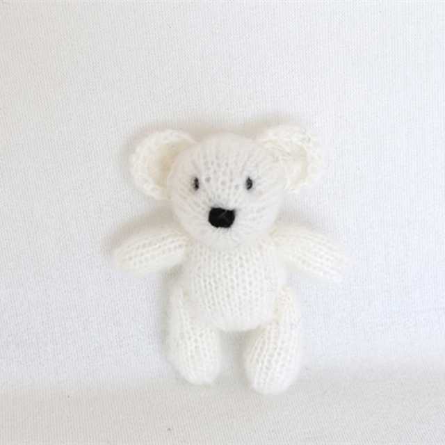 Newborn Teddy Bear Knit Mohair Animal Stuffer Photography Props Crochet Baby Photo Shoot