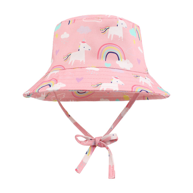 Spring Summer Sun Shading Fisherman Hat Kids Rainbow Stripe Bucket Cap Child Adjustable Portable Hat