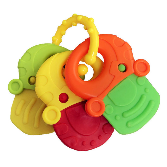 Baby Fruit Pattern Soft Rubber Rattle Toy Teether Newborn Chews Food Grade Silicone Teething Infant Training Bed Toy Chewing Baby Toys