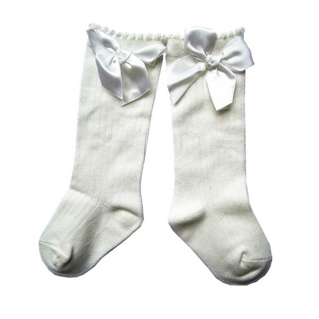 Kids Children Girls Socks With Bows Cotton Baby Girls Socks Soft Toddlers Long Socks For Kids Princess Knee High Socks