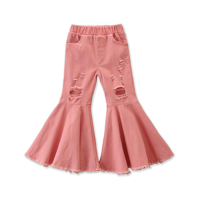 Spring All-match Girls Jeans Trumpet Elastic Waist Flared Pants Children Trousers Bell bottom Jeans For Girls Clothing 2-7 Years