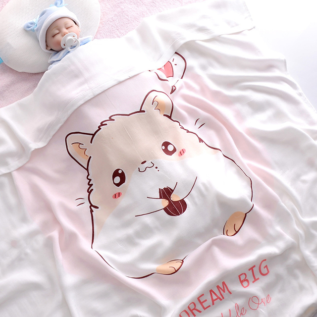 110x110cm Breathable Cartoon Bath Towel Newborn Swaddle Wrap High Quality Baby Blanket Infant Bedding Baby Ice Silk Blankets