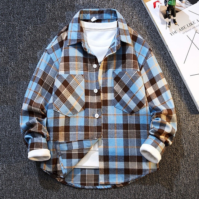 2022 New High Quality Boys Casual Long Sleeve Plaid Button Down Shirt Classic Casual Shirt For Kids (6-16 Years)