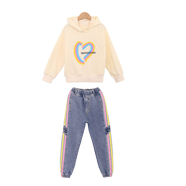 KWVW Girl Clothes Spring Autumn Kids Fashion Tracksuit 4-18 Years Two Pieces Sets T-shirt Pants Comfortable Teenagers Tracksuit