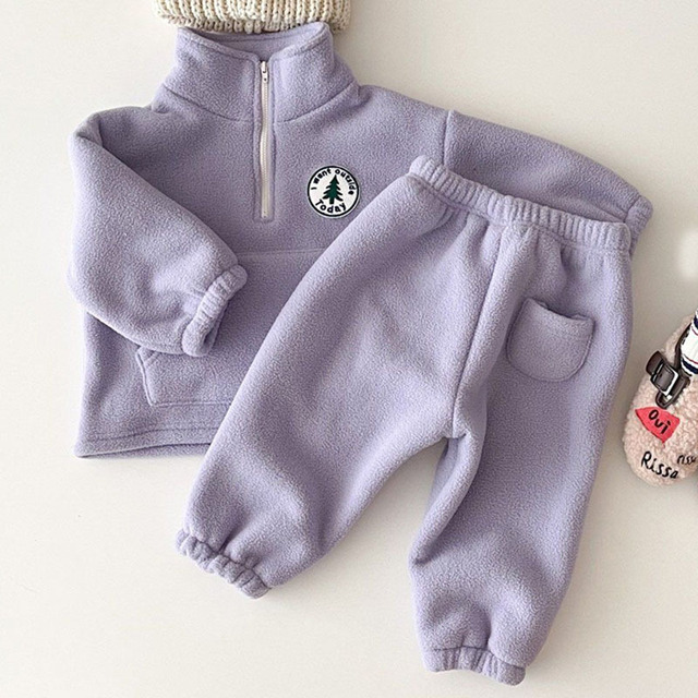 Children's Boys Clothing Sets Thicken Sweatshirt Kids Clothes Girls Solid Cotton Long Sleeve Pullover Tops Pant Suits 2pcs