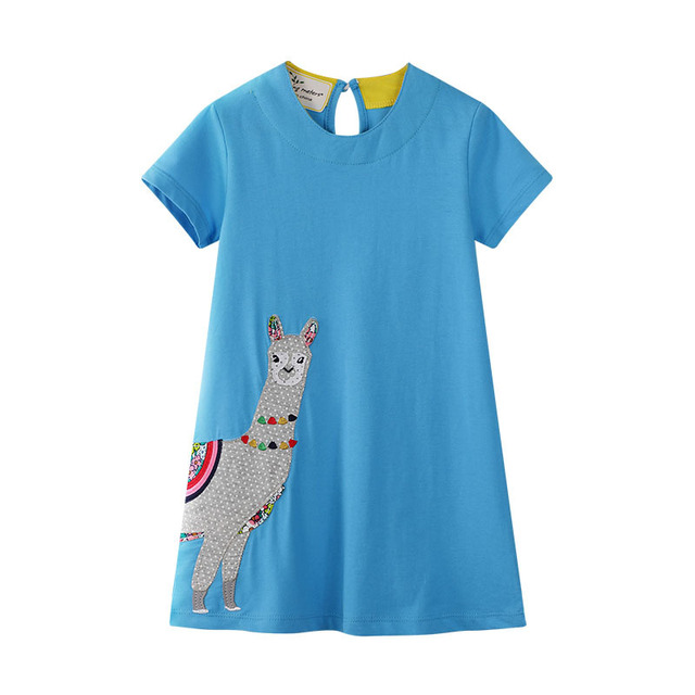 Little maven 2022 baby girls summer dress cotton lined cat children's casual lovely and comfortable clothes for 2-7 years old