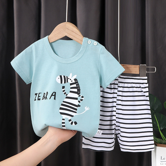 Seieroad Summer Children's Clothing Cartoon Unicorn Boys T-shirt + Pants Short Sleeve Children Clothing Set Teenage Tracksuit