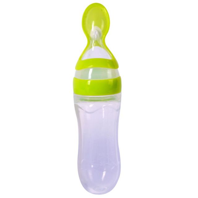 Newborn Baby Silicone Feeding Bottle Training Rice Spoon Baby Cereal Food Supplement Safe Tableware