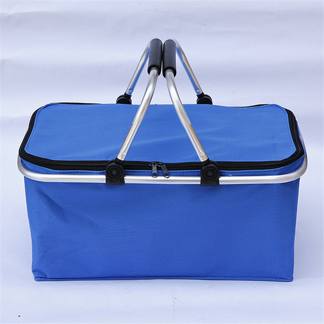 Portable Folding Picnic Camping Lunch Bags Insulated Cooler Bag Cool Hamper Storage Basket Picnic Basket