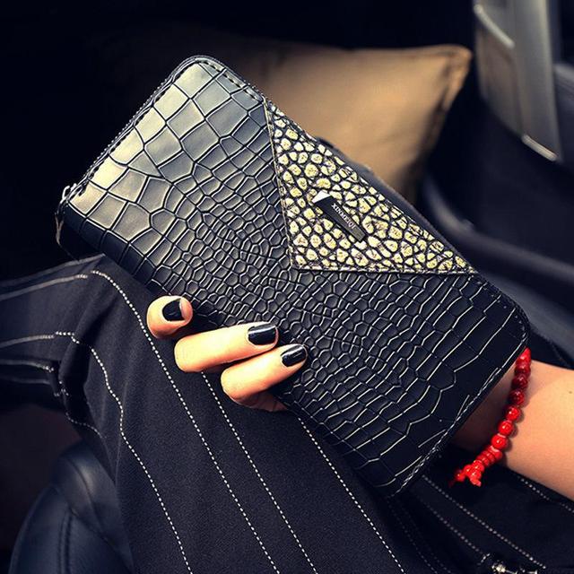 Women's Wallet Crocodile Pattern Purse Female Long Wallet Coin Purse Fashion Zipper Bag for Women Card Holders Clutch Money Bag