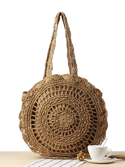 summer woven shoulder bag woman beach circular straw hand knitting large capacity shopper handbag travel shopping bag women bag