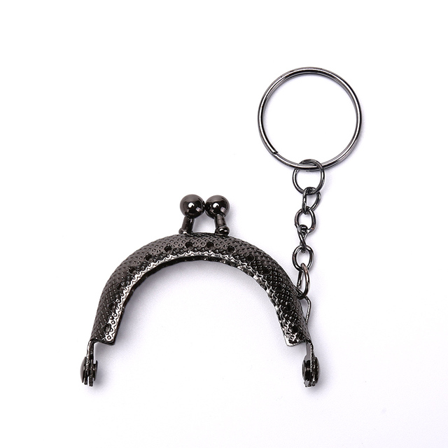 1pc 5cm Coin Purse Metal Frame With Keychain DIY Arc Frame Kiss Clasp Lock