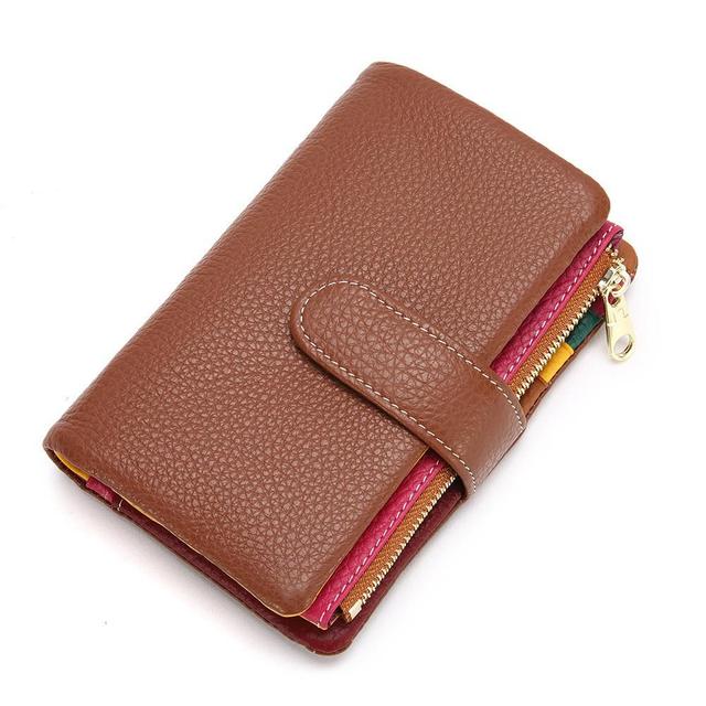 Fashion women's new small wallet multi-card zipper bag fashion buckle first layer cowhide coin purse female