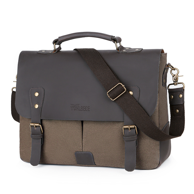 High Quality Business Laptop Canvas Briefcase Shoulder Bag for Men 14'' Computer Handbag Men Vintage Messenger Bag Dropshipping