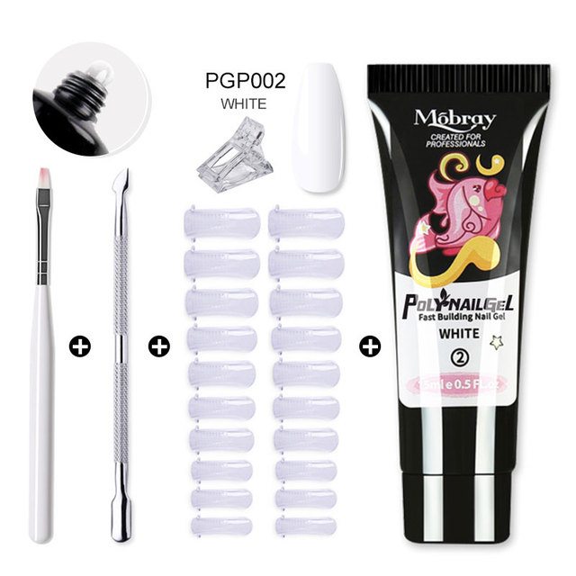 Poly Extension Gel Set 5/2pcs Acrylic Gel Kit Clear Camouflage Color Nail Tip Shape Crystal UV Gel Slice Brush Nail Art Tools