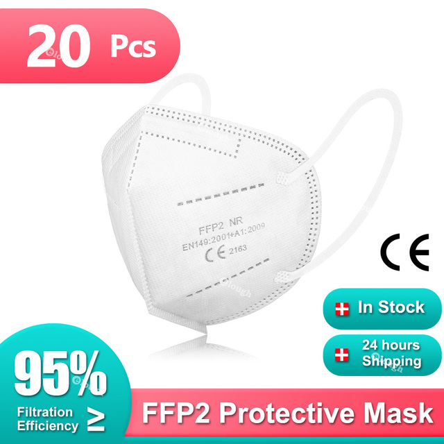 أقنعة الكبار FFP2 Mascarillas Negras KN95 قناع الوجه وافق FPP2 5 رقائق قناع أسود ffp2قناع ffp2reuse zable قناع ffp3 masque CE