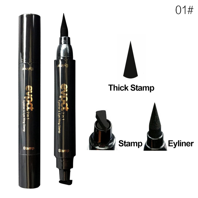 Eyes Makeup Black Double-ended Eye Liner Liquid Pencil Quick Dry Waterproof Black Makeup Stamp Wing Eyeliner Pencil TSLM1