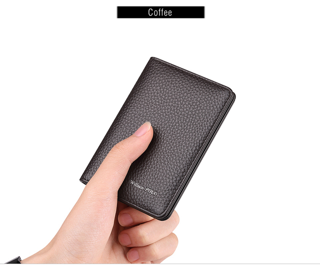 WILLIAMPOLO - Men's Slim Wallet, Luxury Genuine Leather Card Holder, Slim Wallet, New Fashion