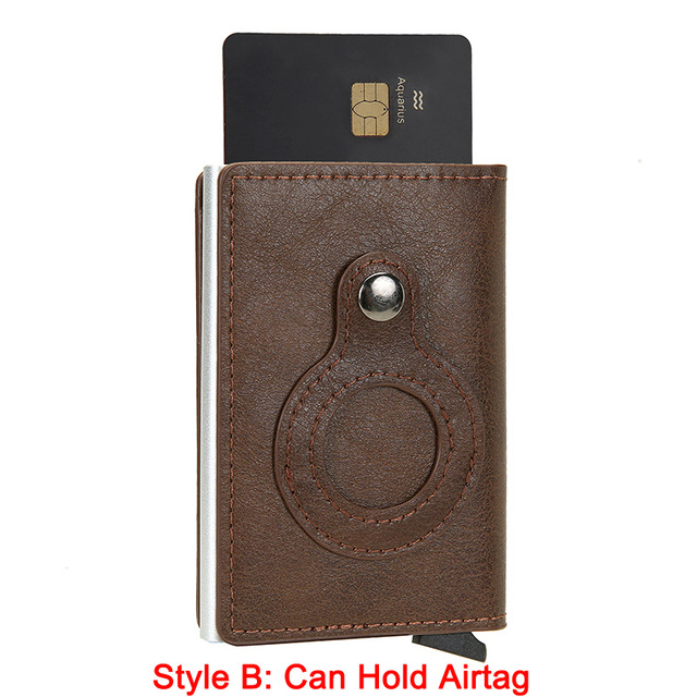 Credit Card Holders Rfid Airtag Wallet Men Carbon Fiber Thin Bank Card Holder Case Airt Tag Male Smart Mini Wallet Macsafe