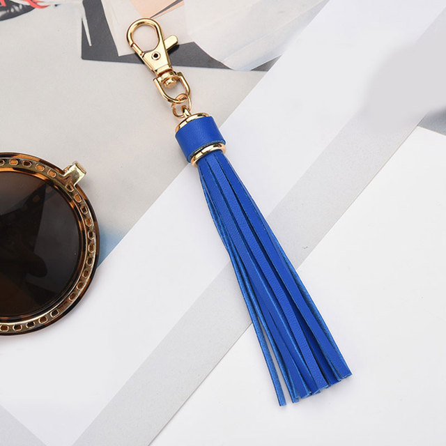 Fringe PU Leather Tassel Keychains Rhodium Key Holder Metal Key Charm Key Ring Bag Auto Car Pendant Hot Sale Jewelry