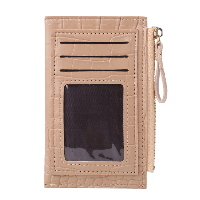 Fashion Women's PU Leather Crocodile Leather Bank Pattern Shopping ID Card Holder Casual Ladies Contrast Color Small Wallet Coin Purse