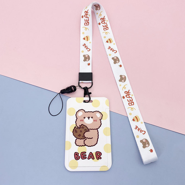 New cute cartoon student meal ID card holder campus card ID badge holder lanyard access control subway bus card protective cover