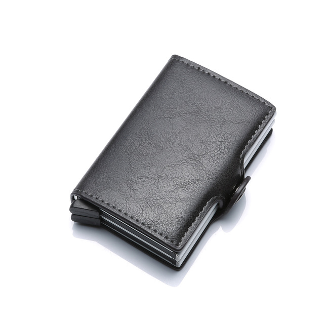 Blocking protection men's id credit card holder wallet leather metal aluminum business bank card credit card case