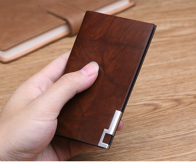 Men Wallet Fashion 100% Real Leather Card Holder Metal Wallet Credit Card Case PL185142