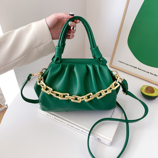 HOCODO 2022 New Fold Women's Fashion Handbag Qian Women's Shoulder Bag PU Leather Pleated Messenger Bag Solid Color Women