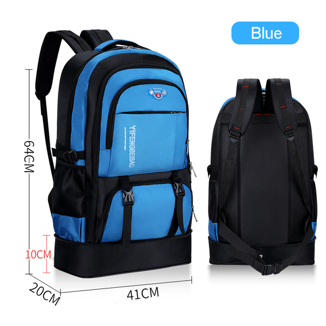 Men's outdoor backpack 65L high capacity climbing travel bag school bag sports camping hiking package for male female women