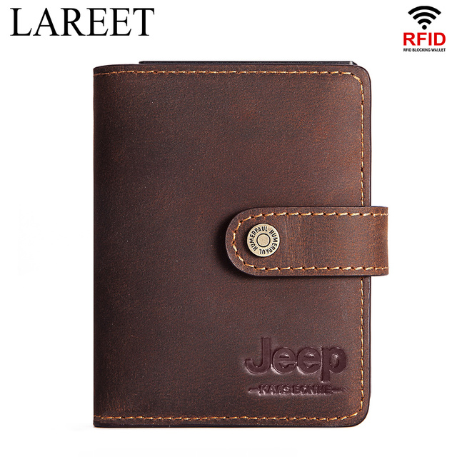 Short RFID Men Thin Bank Wallets Credit Card Holder Slim Male Nut Zipper Hasp Purse Genuine Leather Passport Travel Bags