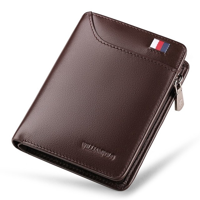 Williapolo Coin Purses Genuine Leather Men Wallet With Card Holder Short Wallet Zipper Wallets Casual Standard Wallets PL293