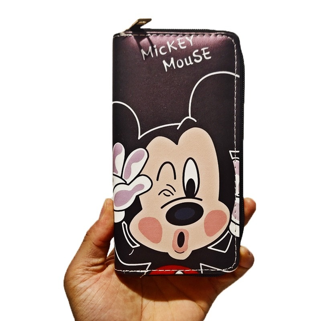 Disney 2022 New Mickey Fashion Women Wallet Short Women Coin Purse PU Zipper Multi Card Slot High Quality Student Walletg