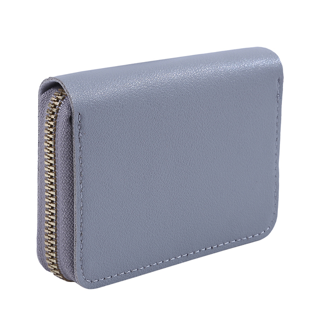 Women PU Zipper Cash ID Card Credit Card Holder Pure Color Business Card Case Name Card Holder Card Holder