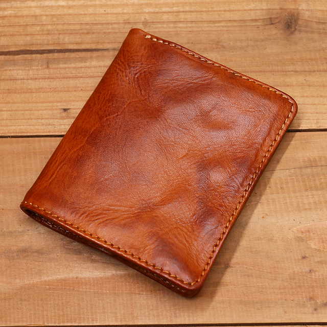 Genuine Leather Men Wallet Male Women Vintage Retro Wrinkle Short Small Slim Bifold Pocket Wallet With Card Holder High Quality