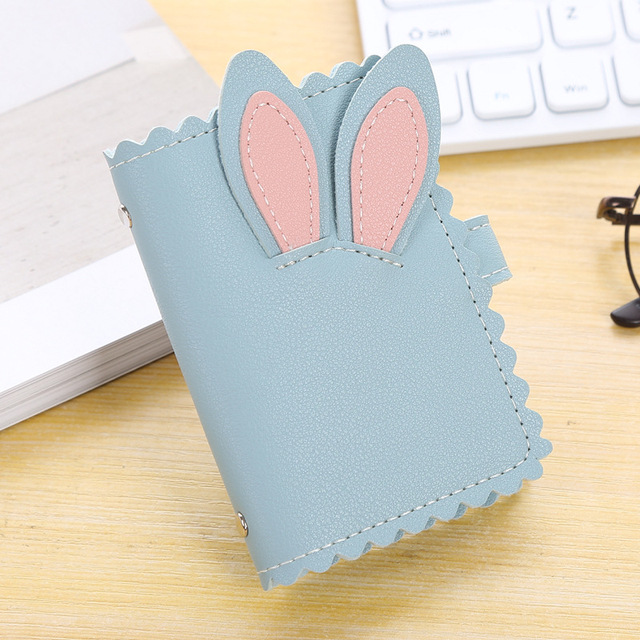 PU Leather 26 Men and Women Business Card Holder Rabbit Ear Business ID Card Holder Bag Bank Card Holder Card Holder Gift Card Holder