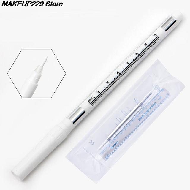 Hot 1 Set Surgical Eyebrow Skin Tattoo Marker Pen Accessories Tool With Measuring Ruler