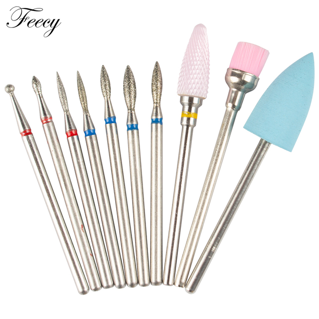 10pcs Ceramic Diamond Grinding Cutter For Manicure Set Nail Bits Grinder Cutters To Remove Gel Varnish Nail Art Accessories