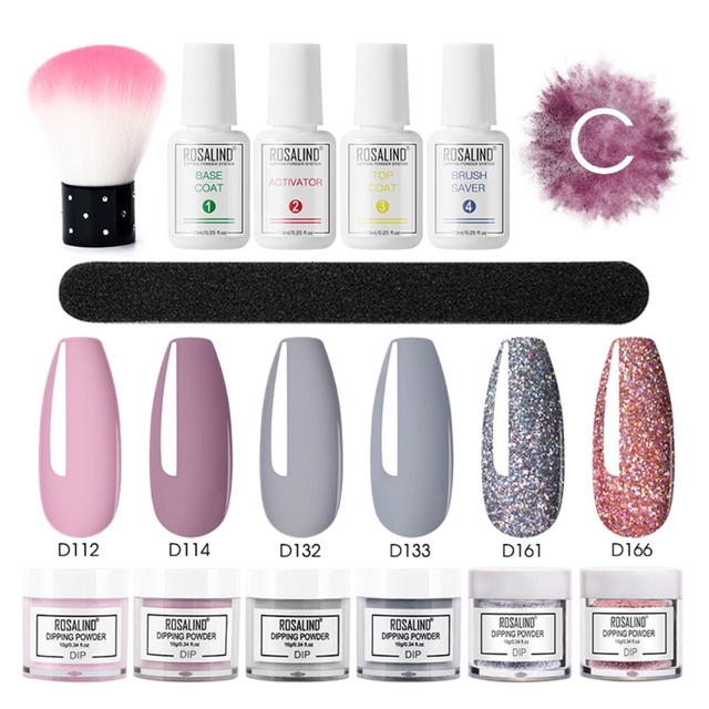 Nail Dipping Powder Brush Base Coat Top Brush Saver Set Dip French Glitter Shinning Nails Glitter Manicure Kit Drop Shipping