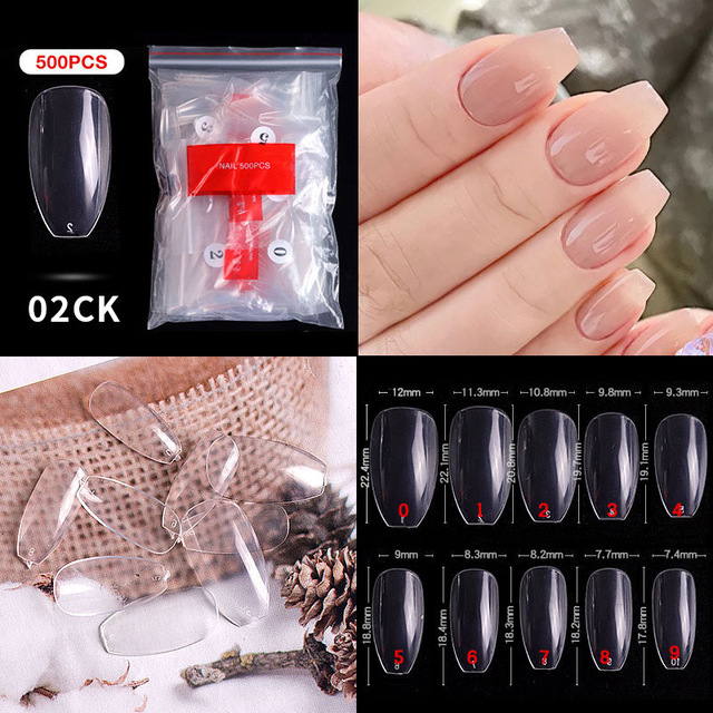 500pcs False Nail Extension Full Cover Fake Nails French False Nail Clear/White False Nail Tips Art Manicure Tool French Nail