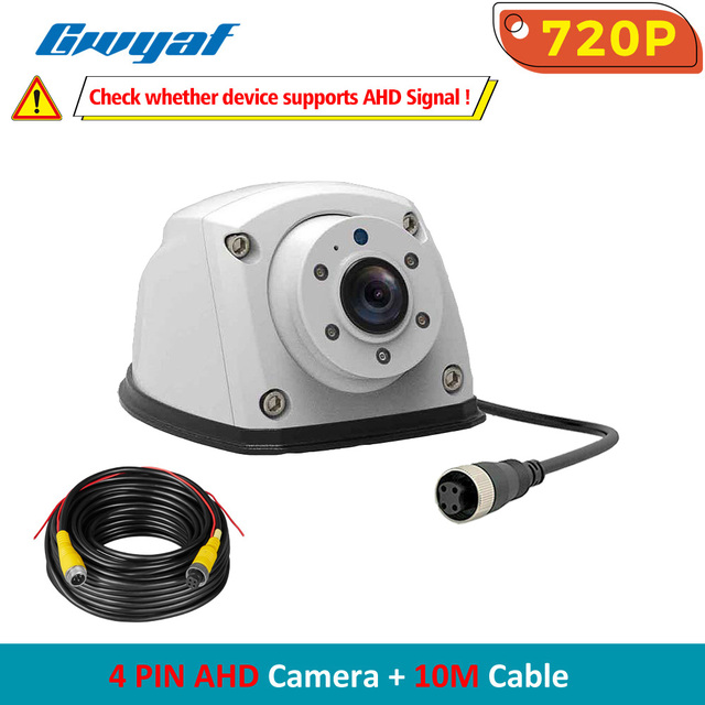 Gwyaf White Trailer Truck Camera AHD 720P Mini Front/Side Reverse Camera Wide View Angle Fifth Wheel/RV Camping Parking Camera