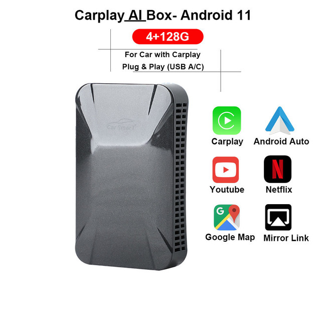 Wireless CarPlay Ai Box Android 11 Android Auto Youtube Netflix Play for VW Ford Mercedes Audi Porsche Volvo Nissan Kia Toyota