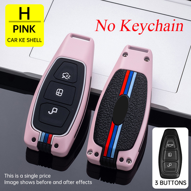 1x Zinc Alloy Car Key Cover For Ford Transit Custom Mondeo Fiesta Kuga ST Line MK3 Focus 3 Station Wagon Ecosport 3 Button Key