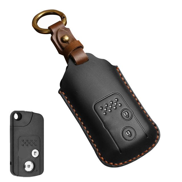 Luxury Leather Car Key Case Cover Fob Protector Key Chain Holder For Honda Odyssey Accord Crosstour Accessories Remote Keyring