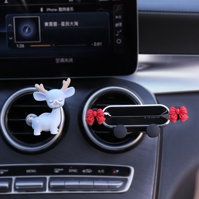 Cute Universal Car Phone Holder Air Conditioning Air Outlet Decoration Air Freshener Car Perfume Ladies Auto Interior Accessories